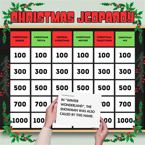 Christmas Jeopardy Printable Holiday Trivia Family Game Night Xmas ...