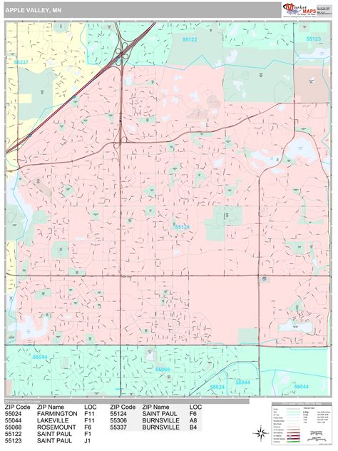 Apple Valley Minnesota Wall Map (Premium Style) by MarketMAPS