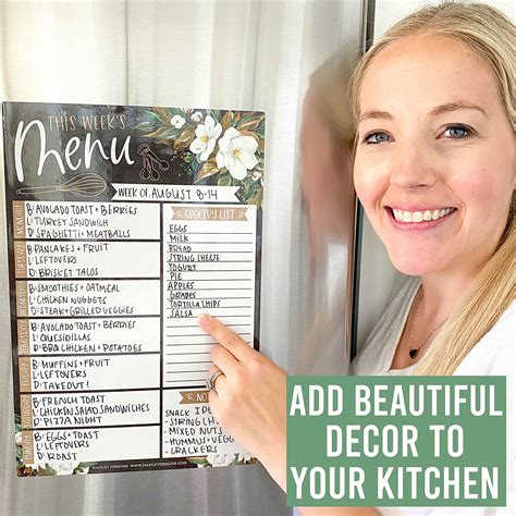 Weekly Meal Planner Dry Erase Board for Refrigerator - Magnolia ...