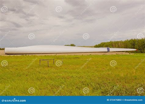 Large wind turbines blades stock photo. Image of stored - 272475802