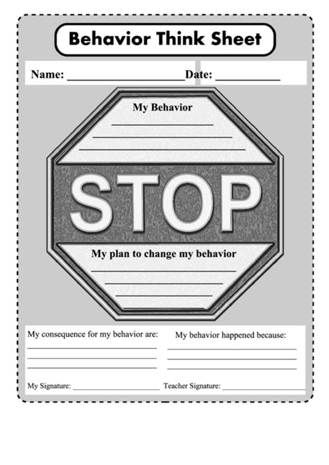 Image result for Behavior Think Sheet