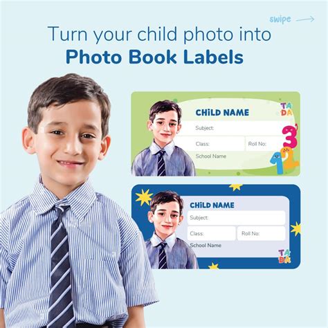 TADA Personalised Book Labels with Cartoonish Photo | Water Proof | 24 ...