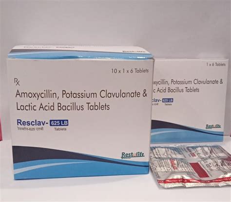Amoxycillin Potassium Clavulanate Lactic Acid Bacillus 625lb Tablet ...