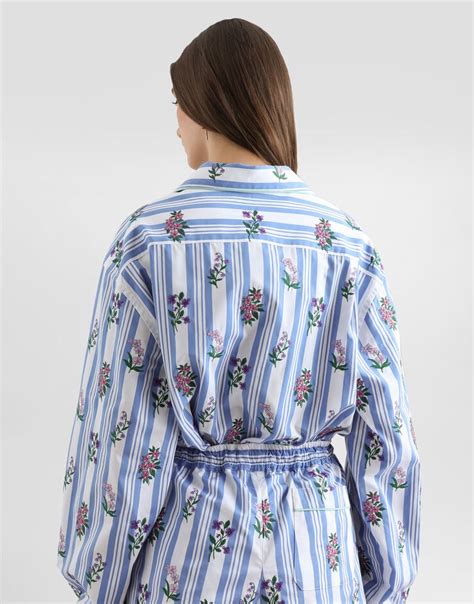 Poplin shirt with flower embroidery in Multicolor for Women | Dolce ...