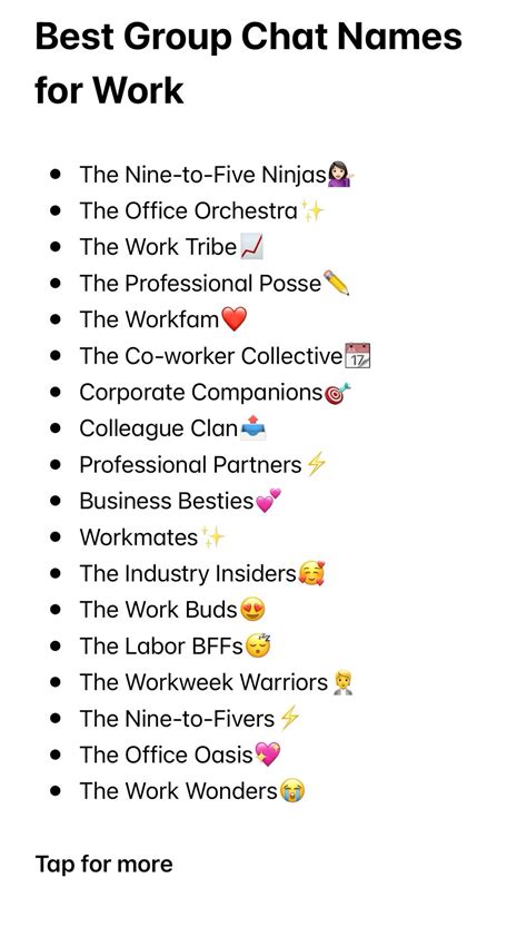Best Group Chat Names for Work