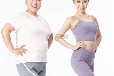 胖瘦姐妹身材展示高清图片下载-正版图片501410812-摄图网