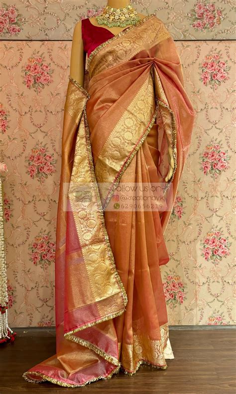 Banarasi Tissue Saree with Gota Kiran Lace - kreationbykj – Kreation by KJ