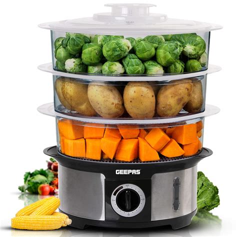 Buy Geepas 3-Tier Food Steamer, 12L Capacity | Electric Vegetable ...