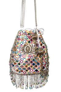 Buy Multi Color Embroidery, Mirrors Rainbow Ainaa Velvet Potli by SG ...