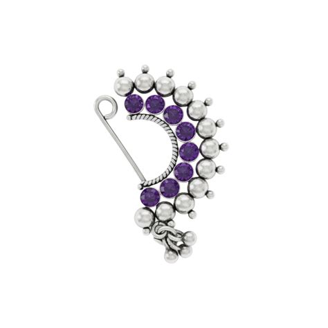 Karwar Nath Nose Ring in Violet/Purple - House of Aadyaa