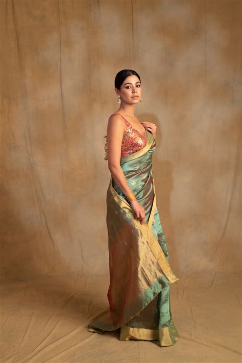 Harela- Sea Green Silk Chanderi Saree – Priyanka Raajiv