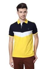 Buy Men Yellow Patterned Polo Neck T-shirt Online - 81335 | Allen Solly