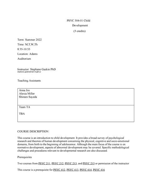 PSYC 304 Syllabus - Term: Summer 2022 Time: M,T,W,Th 8:35-10: Location ...