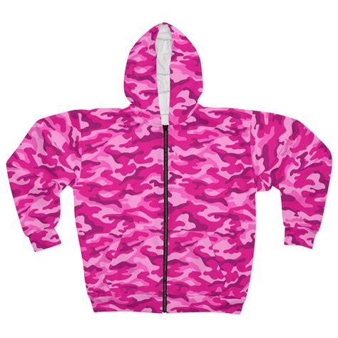 Pink Camo Zip Hoodie Camouflage Jacket Pink Camo Clothes Women's Pink ...