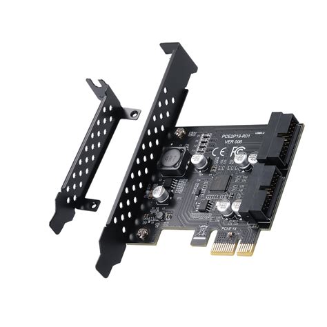 Buy YABOANG PCIE to USB 3.0 Dual 19pin Card, PCI Express 1X to 2 Ports ...