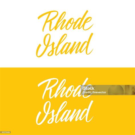 Handwritten Us State Name Rhode Island Calligraphic Element For Your Design Stock Illustration ...