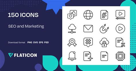 SEO and Marketing Icon Pack | Black outline | 150 .SVG Icons