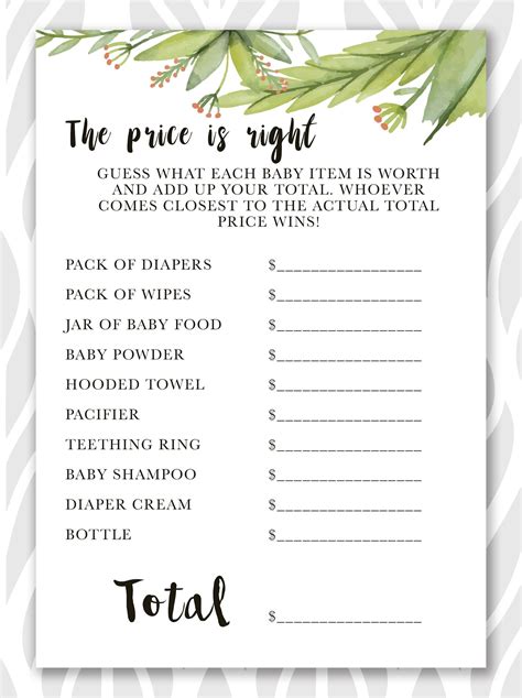 Baby Shower Game Printable - Printable Free Templates