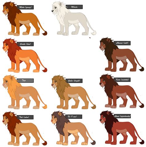 Lion Color Comparison by UncannyCat on DeviantArt