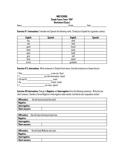 Simple Future Tense Worksheet 的图像结果
