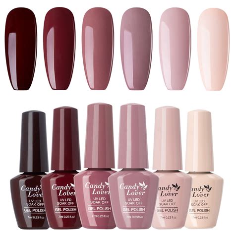 Candy Lover UV Gel Nail Polish Set, 6 Quick Dry Long-lasting Nudes Milky Colors, Nail Art Gift ...