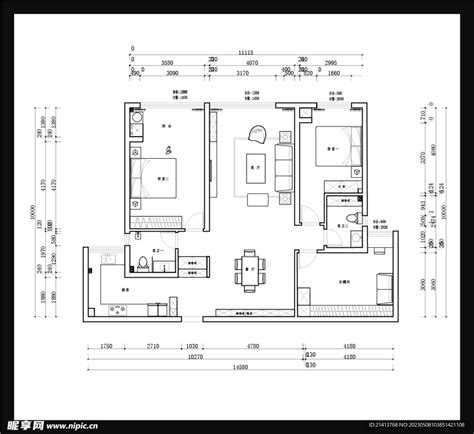 家装平面图 设计图__施工图纸_环境设计_设计图库_昵图网nipic.com