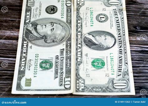 Old 10 $ Ten American Dollars Bills Banknote Features the Portrait of ...