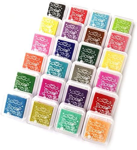 Alled 24 Colors Craft Finger Ink Pad Set, Fingerpaint Rainbow Washable ...