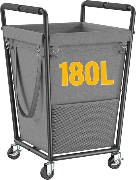 JHOUTR Laundry Basket with Wheels, 180L Rolling Laundry Basket with ...