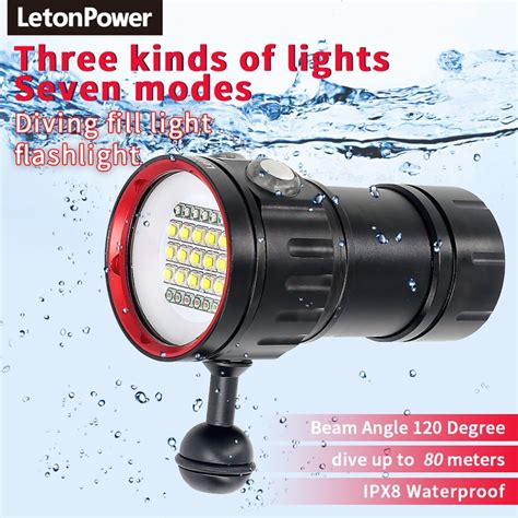 NEW LED Diving Light Highlight Torch 20000Lumens Tactical Diving Flashlight Underwater 100M ...