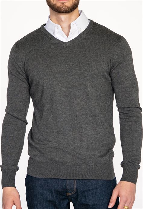 Men's Grey Sweater with White Collared Shirt – Flying Point Apparel