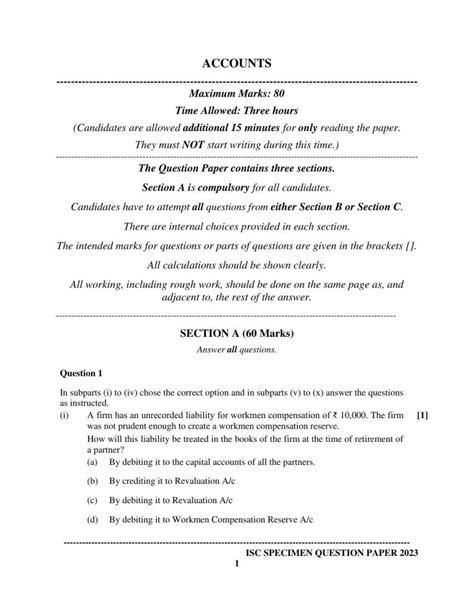 Image result for ISC Accounts Sample Paper Class 12 Sem 2