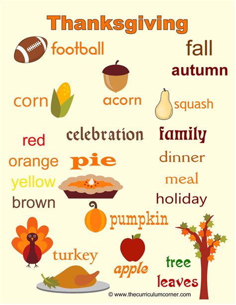 Thanksgiving Words A-z