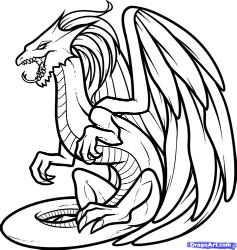 Printable Realistic Dragon Coloring Pages