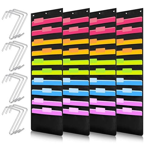 Geyee 4 Pack Wall Hanging File Folders Organizer, Heavy Duty Storage ...
