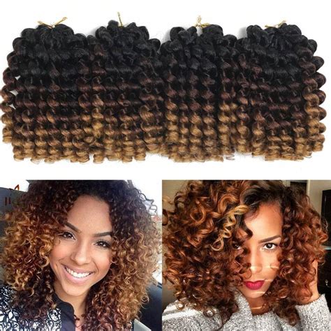 Cabelo Jamaicano de Crochê de 12 polegadas para mulheres, cachos curtos ...