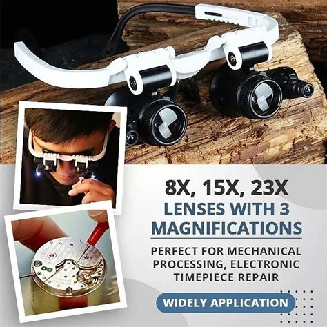 Magnifying Glasses 8X 15X 23X Magnifier LED Headband Glass Eye ...