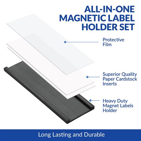 50 Pack "C" Channel Magnetic Label Holders 1x3 with 100 White Card ...