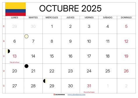 Calendario Octubre 2025 Colombia 📅 Festivos Y Descarga Gratis
