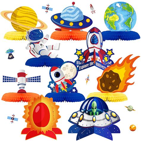 10 Pieces Outer Space Party Decorations Outer Space Honeycomb ...