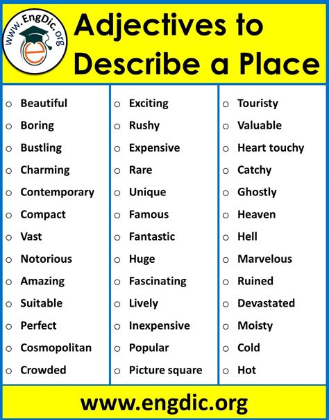 Printable List Of Adjectives - Printable Learning Sheets
