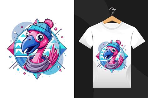 Winter flamingo tshirt design artwork vector illustration | Premium AI ...