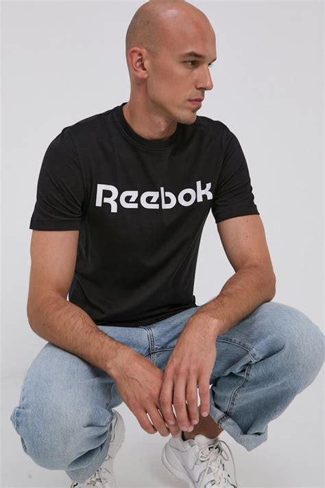 Reebok t-shirt bawełniany kolor czarny z nadrukiem GJ0136.100042232 ...