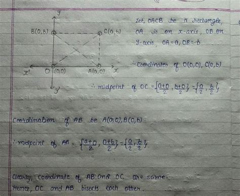 Prove that the digonals pf a rectangle bisect each other and are equal ...
