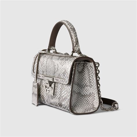 Padlock python small top handle bag inmetallic silver | GUCCI ...