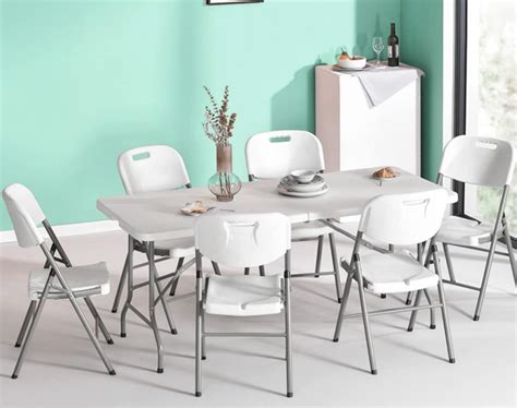 Go-Trio 6 Foot Folding Table 6ft Foldable Portable Plastic India | Ubuy
