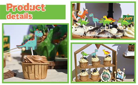 PARTY PROPZ DINOSAURS CUP CAKE TOPPER SET OF 14/ DINOSAURS PARTY ...