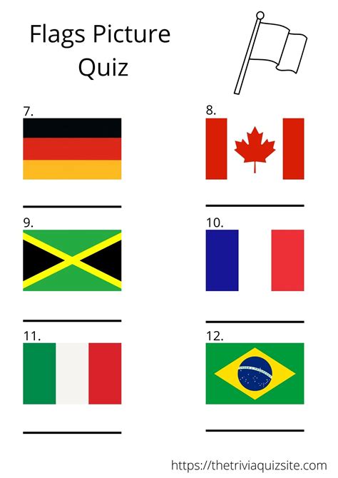 Flags Of The World Picture Quiz - FREE PRINTABLE - The Trivia Quiz Site