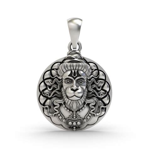 🔱 Hanuman Maharaj Divine Face Pendant – 925 Pure Silver | Circular Rad ...