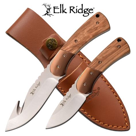 Elk Ridge Zebra Wood Dual Hunting Knife Set K-ER-200-10BR - Northern Vic Ammo Supplies